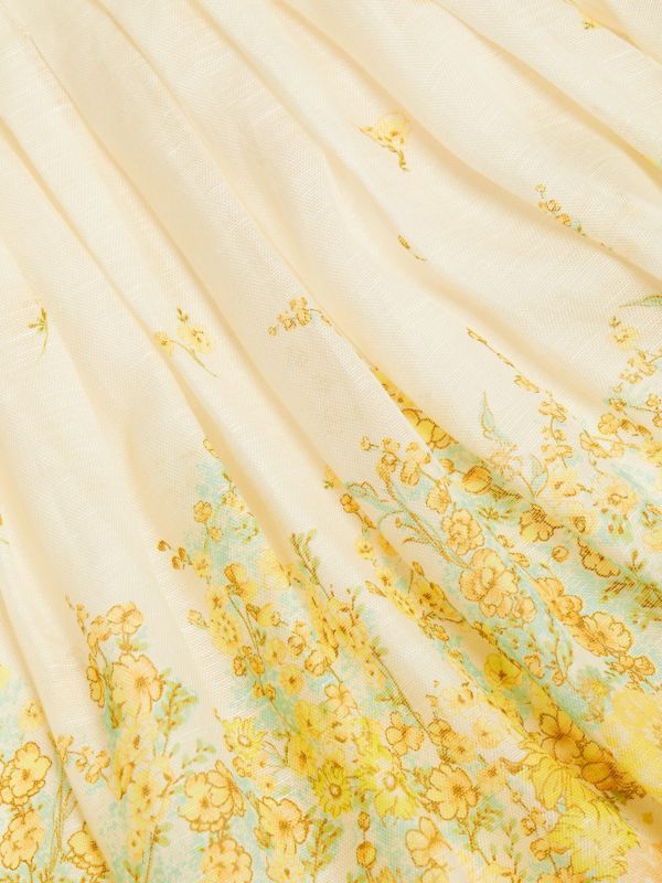 Lemon Meadow Bralette Ombre Floral Linen Silk Minidress