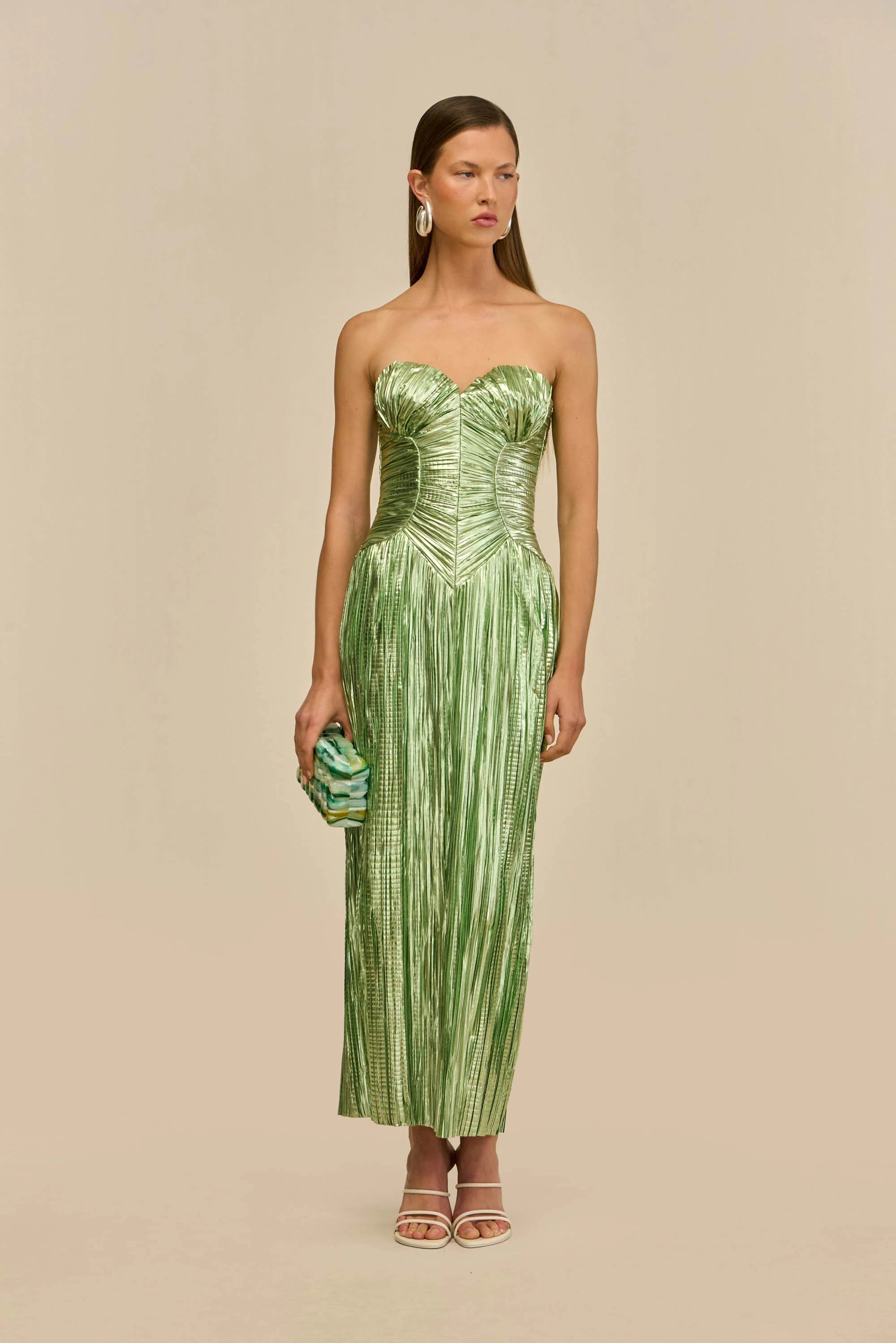 Ashika Gown - Spearmint Metallic