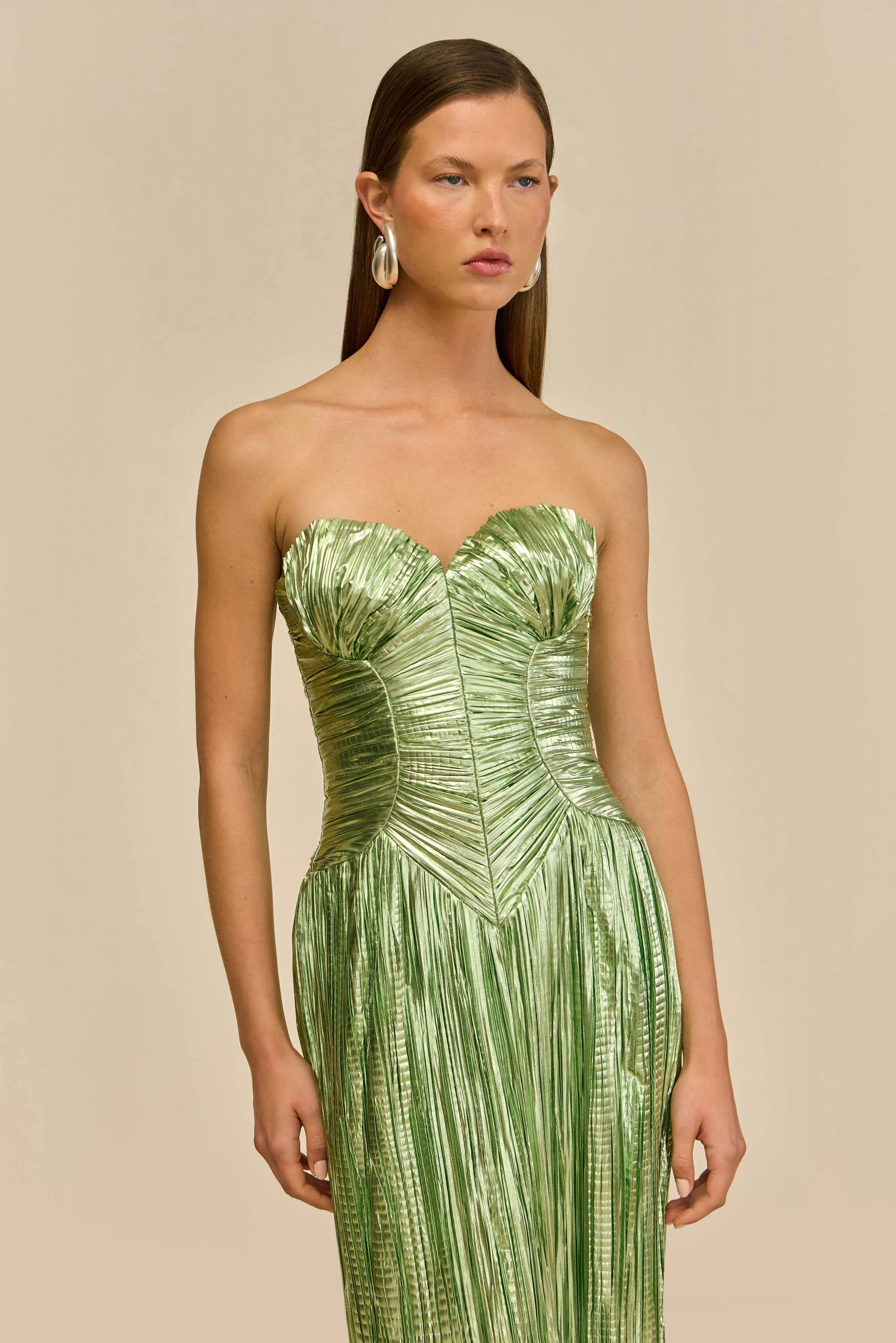 Ashika Gown - Spearmint Metallic