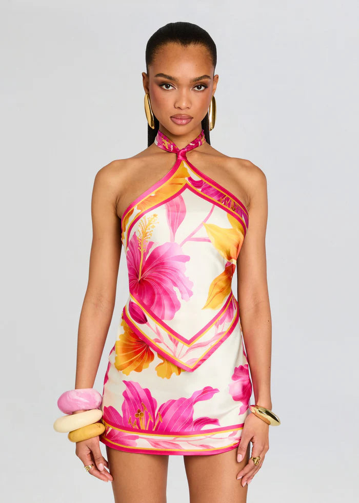 Adelaide Silk Dress -  Bianco Primavera