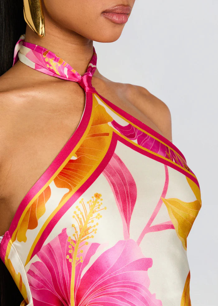 Adelaide Silk Dress -  Bianco Primavera