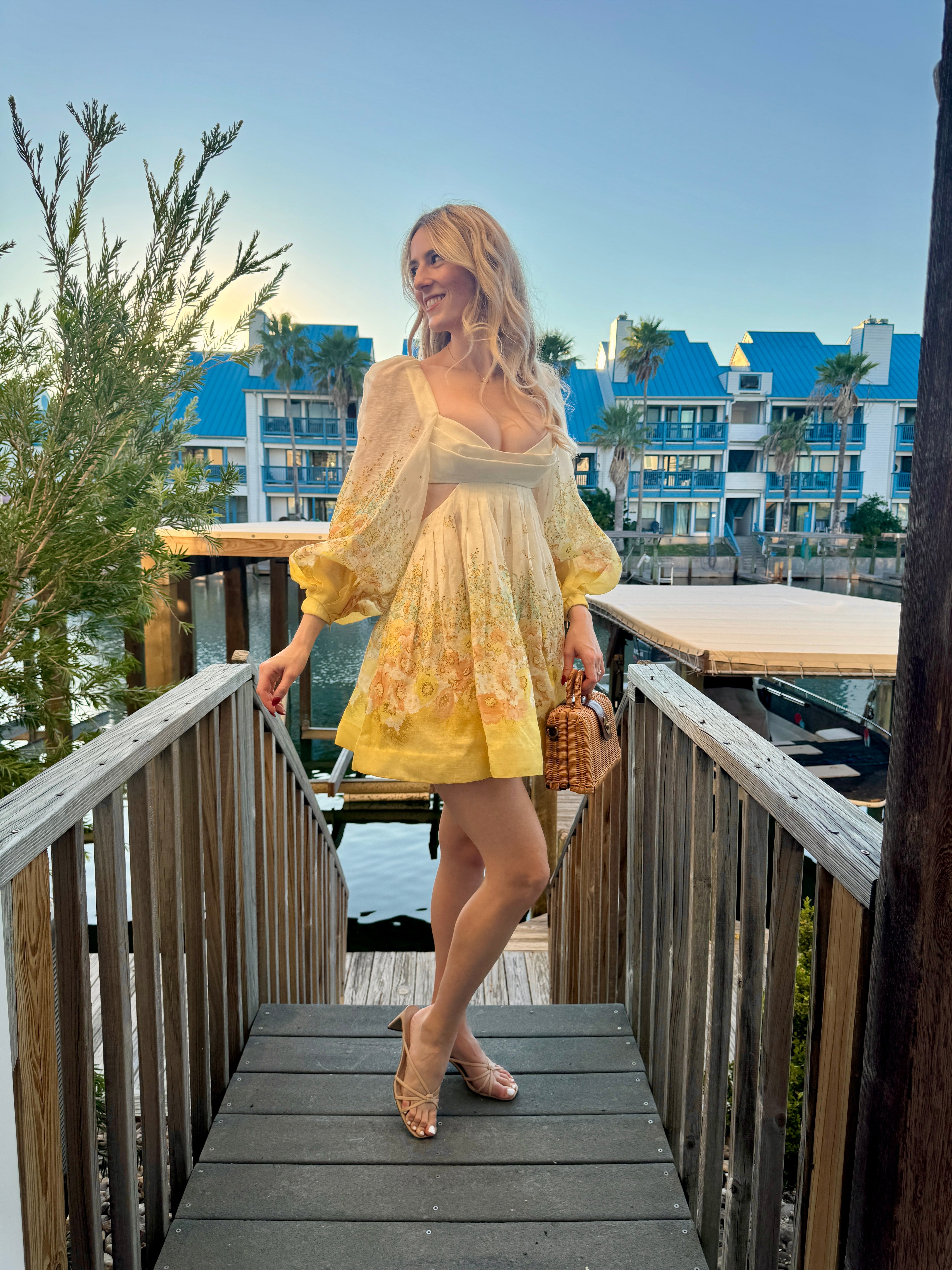 Lemon Meadow Bralette Ombre Floral Linen Silk Minidress